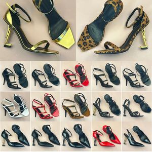 Con caja para mujeres zapatos de vestimenta de lujo diseñador tacones de patente tono dorado triple negros neede rojo mujer tacón sandalias de moda de la moda bombas de boda