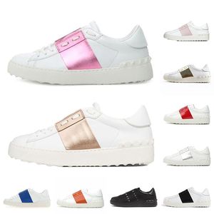 Hotsaling metálico oro brillo rosa zapatos de diseñador marca de lujo para mujer para hombre zapatos casuales deporte al aire libre patinetas zapatillas de deporte negro blanco rayas entrenadores 36-45