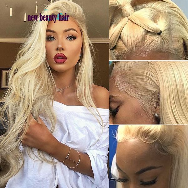 Perruque Lace Front Wig synthétique blonde brésilienne, cheveux longs et ondulés, 613, avec raie libre, naissance des cheveux naturelle, offre spéciale, pour femmes