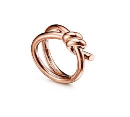 anel de designer de venda quente senhoras corda nó anel de luxo com diamantes anéis de moda para mulheres jóias clássicas 18K banhado a ouro rosa casamento atacado