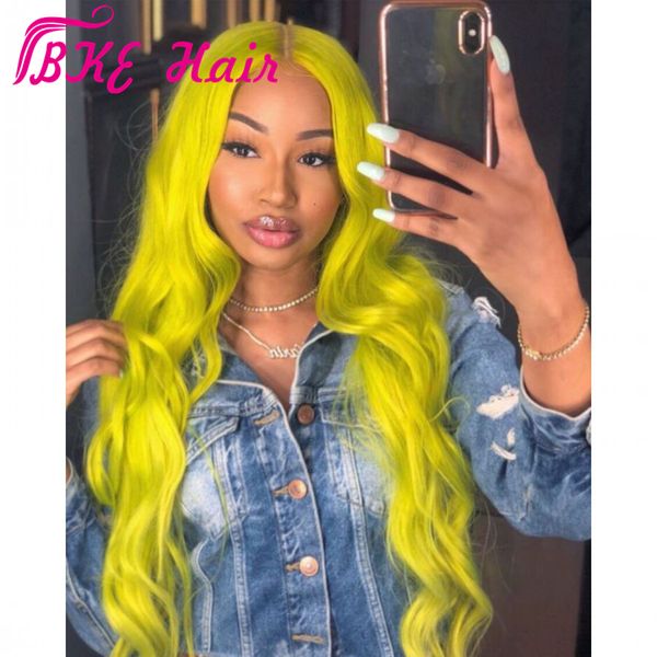 Hotselling Ombre Couleur vert Lace Front Perruques synthétiques avec des cheveux de bébé cosplay dentelle frontale Perruques pour les femmes blanches / noires Pré-plumé Hairline