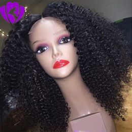 Hot Selling Court Afro Kinky Curly Perruques synthétiques pour femmes noires 180densité Lace Front Perruques de cheveux naturels avec des cheveux de bébé noeuds blanchis