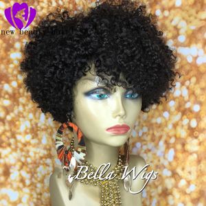 Hotselling court brésilien crépus bouclés perruque dentelle avant perruques synthétiques chaleur 360 dentelle frontale perruque pré plumé bébé cheveux noir perruque pour les femmes