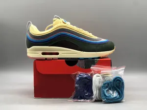 Le plus chaud authentique 97 Sean Wotherspoon 1/97 VF SW Chaussures Extra Lace Set LIGHT BLUE FURY LEMON WASH Hommes Femmes Baskets de plein air Sports avec boîte d'origine Taille 36-47,5