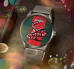 Los hombres más calientes de la moda abeja tigre serpiente dial reloj completo diamante helado batería de cuarzo súper tela de nylon cuero banda de acero caballero reloj de pulsera de negocios
