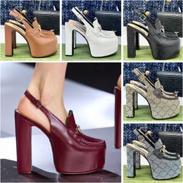 Horsebit talons les plus chauds avec sac à poussière Femme Designer de chaussures Brockage G Platform Sandales Qualité Chunky Talon Sandale Talon Hauteur et sandale Flat Shoe Slipper