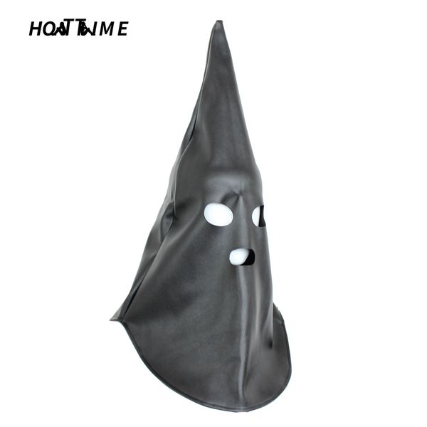 Hottime PVC Cuir Wizard Masque Masque Chien Headgers Hood Fullosé Fetish BDSM EROTINE COUPLES SEXAGE Y201118