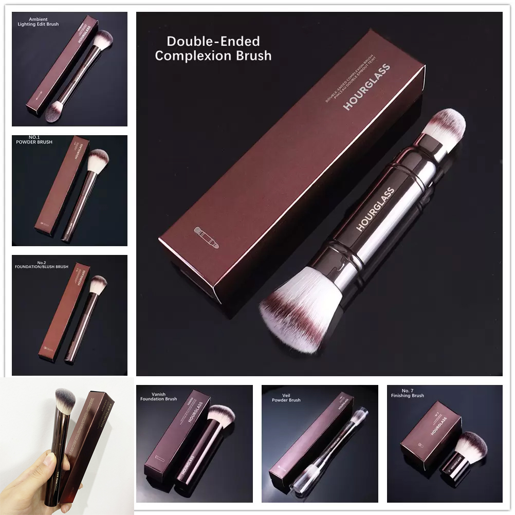 Hourglass Makeup Borstes Face Large Powder Blush Foundation Contour Highlight Concealer Blandning Finish Infällbar Kabuki Cosmetics Blender Tools Brush