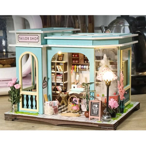 Accesorios de la casa Mini House Birthday Gift Handmader Shop Diy House Model ToysL2405