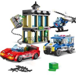 Huis architecturediy huis 655 pcs stadspolitie vangst bankrover sets bouwstenen swat voertuig helikopter politieman dieven cijfers