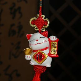 Huisdecoratie Crafts Lucky Cat Car Accessories Factory Direct verkopen Keramisch bot China Hoogwaardige kristallen stoelauto Accessorie235y