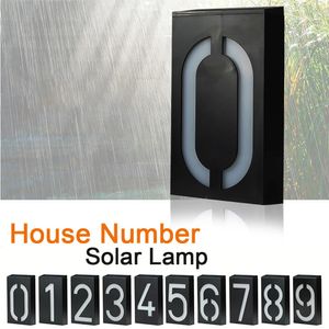 Número de casa Lámpara LED Jardín Impermeable Placa de número de puerta solar Iluminación exterior Números de hogar recargables Luz Puerta Hardware 231226