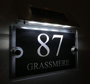 Numéro de maison Personnalisé! Signes modernes Plaques Numéros de porte 1-9999 Nom de la rue Signer le LED solaire Signe autre matériel