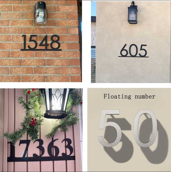 Plaque de numéro de maison #0-9 Huisnummer Outdoor Silver 6 Inch.Door Numbers Plate Home Address Signing Numers Casa Exterior Big Other Door Hardware