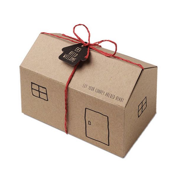Boîtes de cadeaux en papier kraft en forme de maison
