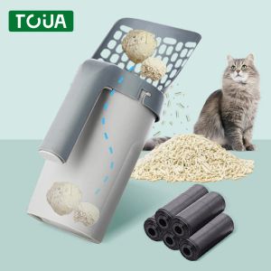 Housevriank Cat Litter Phelt Scoop avec sac de recharge pour filtre pour animaux de compagnie Picker à ordures de toilet