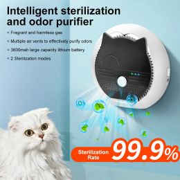 Désodorisant intelligent pour animaux de compagnie, outil de nettoyage de salle de bains, litière pour chat et chien, désodorisation à double effet, fournitures de purificateur d'odeurs rechargeables par USB