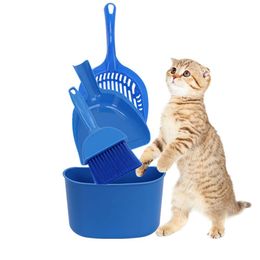 Bac de toilette pour animaux de compagnie, pelle à pelle, pelle à litière pour chat, Kit de nettoyage, pelle à poussière, balai, support de pelle parfait, Kit de nettoyage pour chat