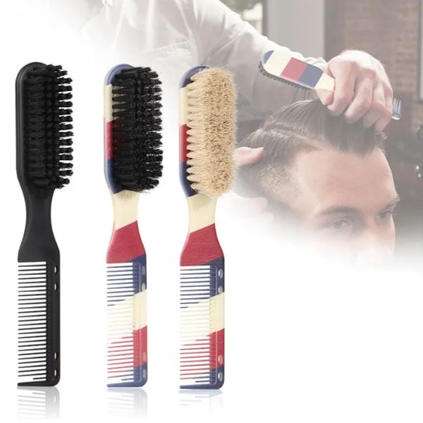 Ménage 2 in1 Barber raser la barbe Brosse enlèvement couch à saupoudage brosses de cheveux de cheval homme masculin peigne de nettoyage outils de style th82a