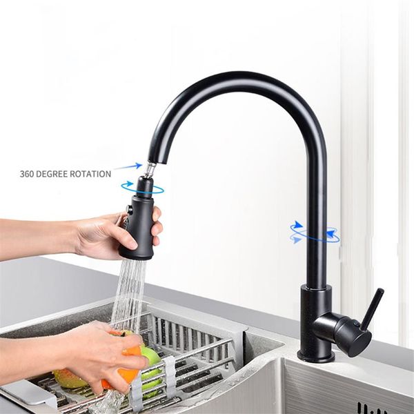 Ménage Noir Pull Out Cuisine Robinet Argent Mitigeur Nickel Robinet Pivotant Pulvérisateur D'eau Mixer223i