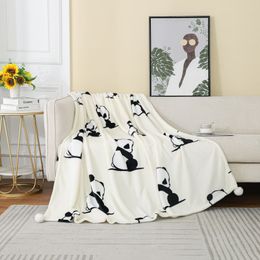 Couverture de ménage couverture de panda de dessin animé couverture de flanelle double face couverture de canapé épaissie couverture de climatisation de dortoir d'étudiant