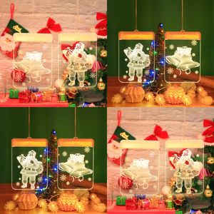 Huishoudelijke kerstdhemelamp String Santa Claus Patroon LED Familie Indoor Decoreer energiebesparende 3D gekleurde lichten Nieuwe aankomst 9cy J2