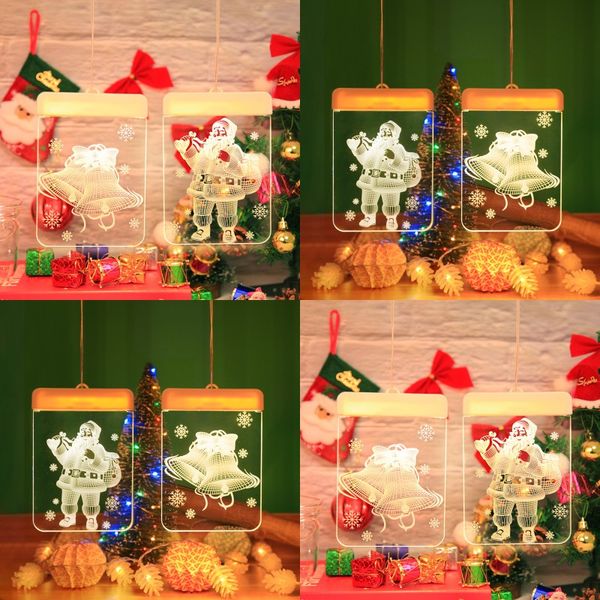 Hogar Tema de Navidad Lámpara Cadena Papá Noel Patrón LED Familia Interior Decorar Ahorro de energía Luces de colores 3D Nueva llegada 9cy J2