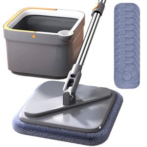 Huishoudelijke reiniging MOP WATERSCHEIDSCHEMPEN MICROFIBER Handvrije luie squeeze met emmer Automatische vloer Vrije handwas 240412