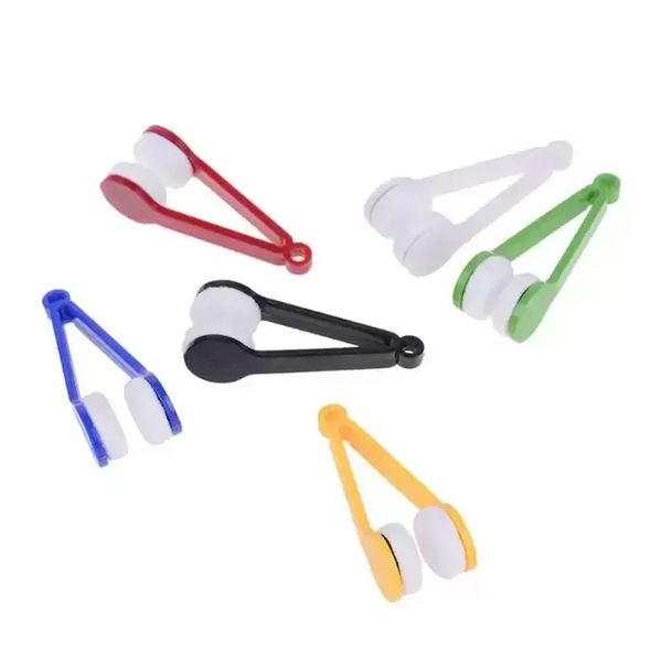 Outils de nettoyage ménagers Couleurs multiples Mini lunettes à deux côtés Brosse Nettoyant en microfibre Écran de lunettes Frotter Lunettes Nettoyer Essuyer Lunettes de soleil Outil T0525A25