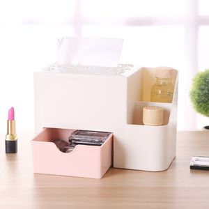 Huishoudelijke cosmetica box met kleine lade duidelijke papieren handdoek doos duidelijke weefsel cosmetische behuizing met kleine lade opslag