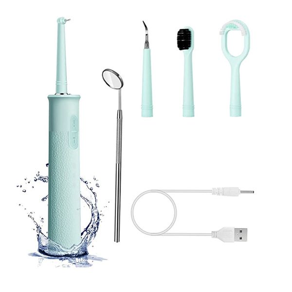 Plaque de dissolvant de calcul dentaire électrique domestique pour les dents avec affichage LED Quatre têtes de rechange Kit de nettoyage oral Miroir buccal