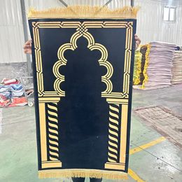 Huishoudige opvouwbare en draagbare knielende aanbidding Deken Moslimaanbidding Gebedsmat Crystal Velvet Gedrukte etnische stijl 240506
