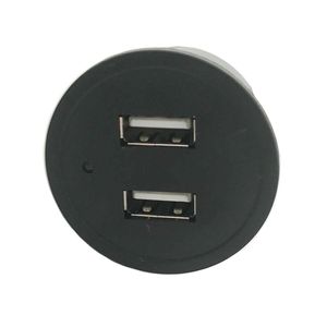 Pièces de meubles de maison Noir Rond Double USB Chargeur Trous Prise de charge de téléphone Retardant Relaxant Canapé Table d'appoint Charge de bureau 5V2A Entrée Armoire de chevet