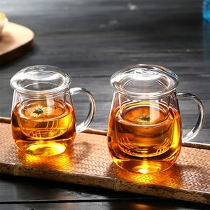 Tasse à thé en verre domestique pour cuisinière bureau résistant à la chaleur haute température anti-déflagrant infuseur à thé lait Rose fleur tasse tasse à thé 240319
