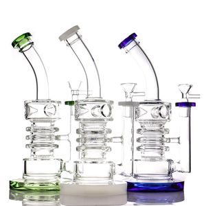 Cachimbas domésticas Tres círculos, dos bongs de vidrio de nido de abeja, 14 mm, hembra, 5 colores, bongs para fumar