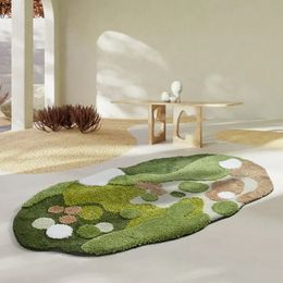 Huishoudelijke mos imitatie kasjmier salontafel kleedvormig dikker slaapkamer bedmat niet -slip absorberende woonkamer tapijt 240424