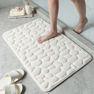Household pebble texture absorbent mat, white memory cotton non-slip door mat, bathroom mat