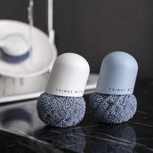 Pot de ménage et brosses de lave-vaisselle Cuisine Brosse de nettoyage de salle de bain Boule de nettoyage amovible avec poignée outils de nettoyage à la maison 0615