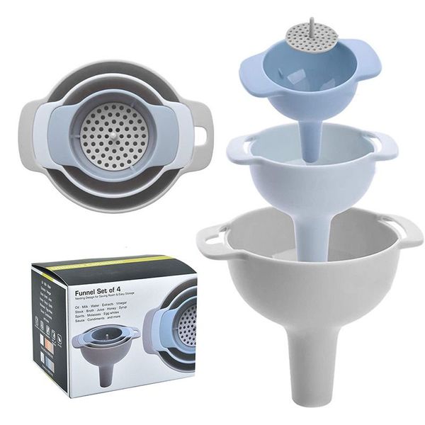 Ménage pp en plastique Colanders Multi-fonction Casses Set Huile Huile Huile de filtre à huile peut sous-emballage Funnels outils de cuisine