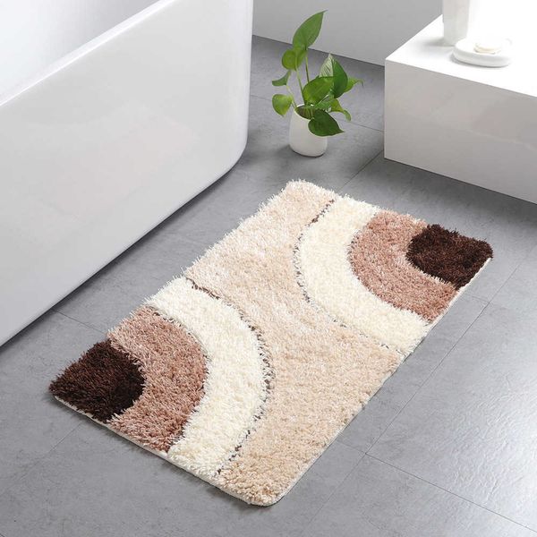 Tapete Rectangular para el hogar, venta al por mayor, alfombra europea de microfibra con mechones, tapete absorbente antideslizante para el baño del hogar, tapete para la puerta 210622