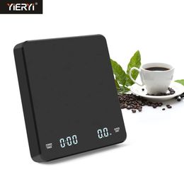 Balances domestiques 3kg01g LED écran caché minuterie numérique goutte à goutte Balance à café haute précision Balance électronique cuisine USB Charge 231010