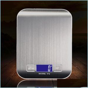 Échelles de ménage 5000g / 1g LED Electronic Digital Kitchen Scales mtifonction Scale alimentaire en acier inoxydable LCD Précision Poids DHBCT