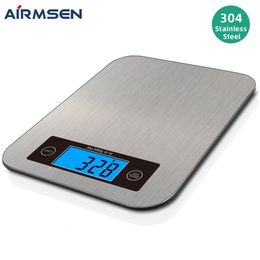 Básculas domésticas AIRMSEN 22LB/10KG Báscula electrónica de cocina Báscula digital para alimentos Báscula de pesaje doméstica de acero inoxidable Herramientas de medición LCD 230426