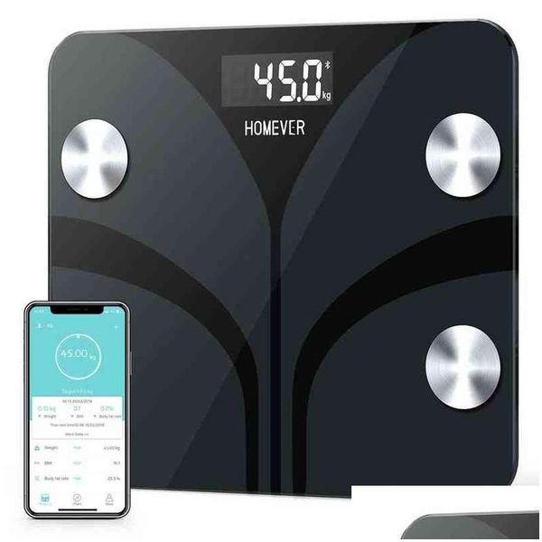 Básculas para el hogar Bluetooth Smart Weight Digital Fat Scale Fg220Lb-A Matically Monitor Fitness Health Body H1229 Drop Delivery Home G Dhlz4