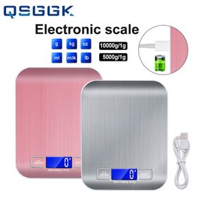 Household Scales Digital Kitchen Scale 5kg10kg Stainless Steel Panel USB Charge Precise Small Platform Scale Portable Multifunction LCD Display 230506