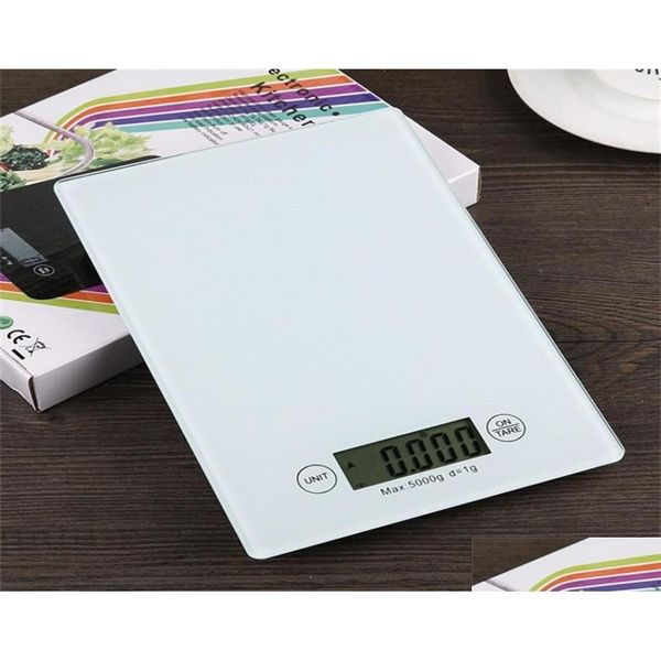 Échelle de la cuisine de la maison Digital Scale Electronic Précision pèse de 1 gramme à 5 kg 5000 grammes GR en verre trempé Touch Sn Panneau Baki Otdqy