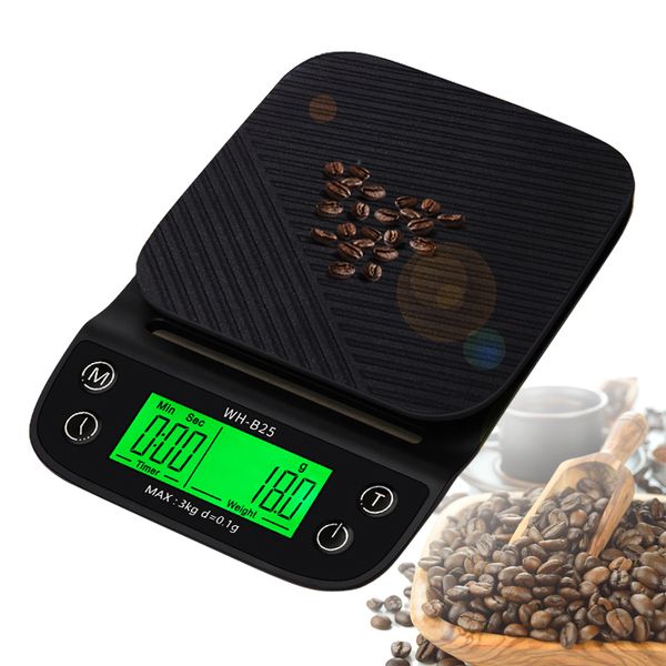 Balances domestiques Balance de café domestique de haute précision 3 kg / 0,1 g Balance de café goutte à goutte avec minuterie Balance de cuisine numérique électronique portable 230427