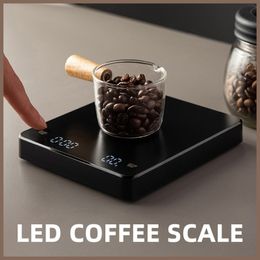 Básculas domésticas Báscula de café LED Goteo electrónico 3 kg / 0.1 g Báscula de cocina digital doméstica con temporizador Carga USB Mini báscula inteligente liviana 230426