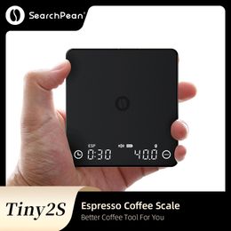 Huishoudweegschaal SearchPean Tiny2S Espresso Koffie Keukenweegschaal Mini Smart Timer USB 2kg 0 1g g oz ml Sturen Pad Man Vrouw Gift 230725