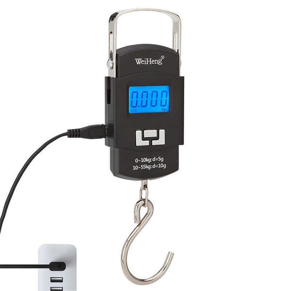 Balances Ménagères Balances de Charge USB 55kg 10g Écran LCD Balance de Cuisine Suspendue Numérique avec Rétroéclairage et Crochet Balance de Bagage Électronique x0726